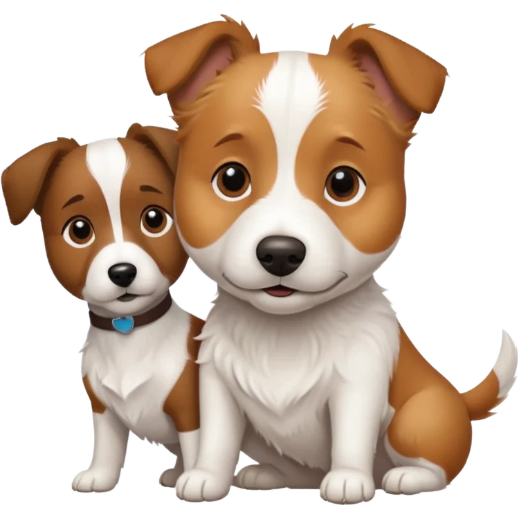 a white jack russell cross with a larger dog emoji