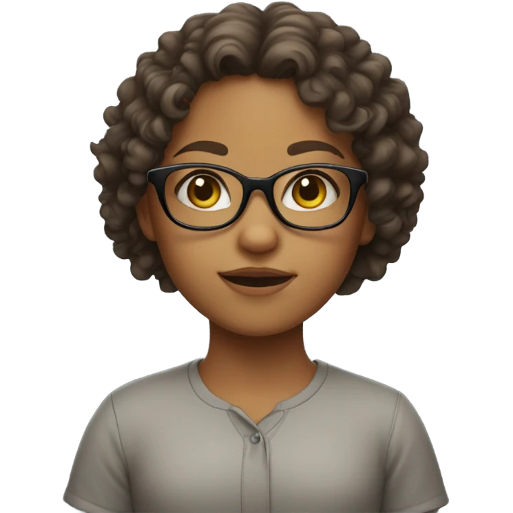 Curly hair young girl with glasses emoji