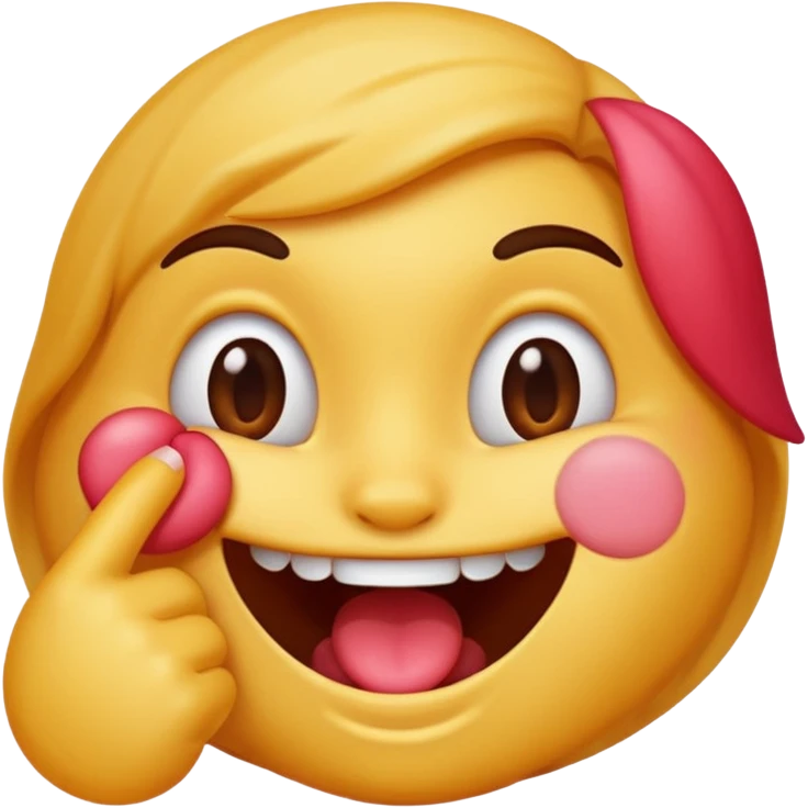Emoji dragueur qui se mort le doigt en souriant avec les joues roses emoji