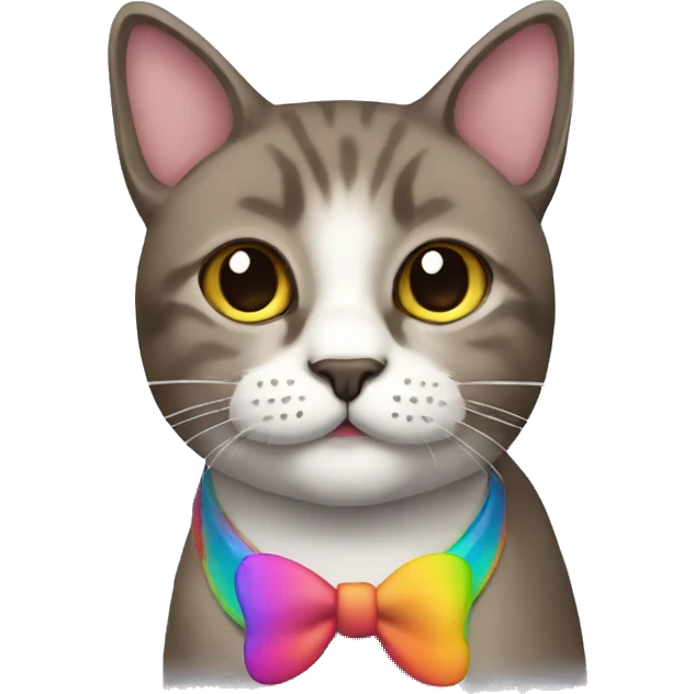 Gato arcoiris con bigote emoji