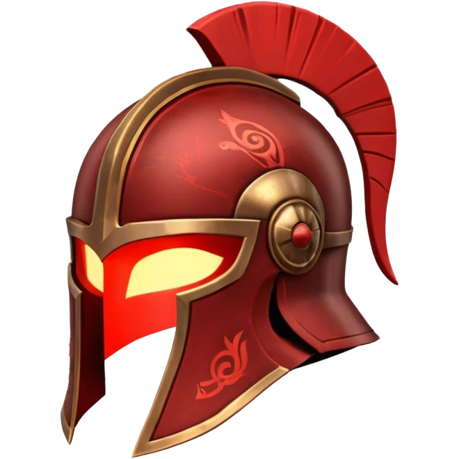 Ares legendary helmet object icon, ancient Greek helmet with glowing red runes, deep red energy glow, battle scars, epic fantasy style, 3D cartoon, mobile game icon style, centered, clean background, no text, no watermark

 emoji