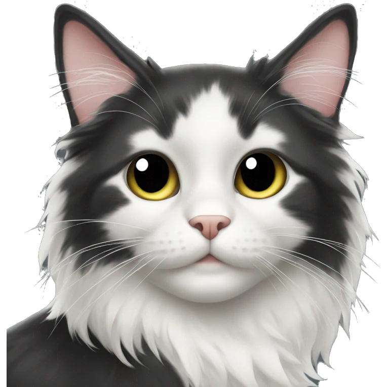 black cat domestic long-haired with white spot emoji