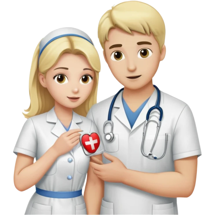 Blonde nurse examining male patient lower half emoji