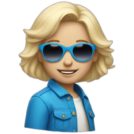 Small light blonde child with blue sunglasses emoji