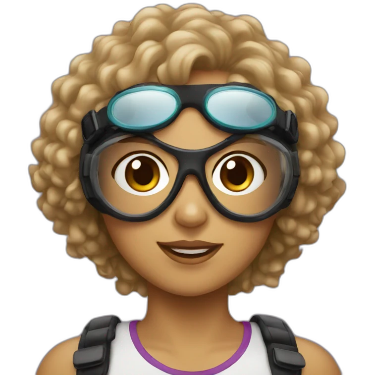 Girl with curly hair and goggles emoji