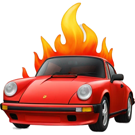 Red flaming porsche emoji