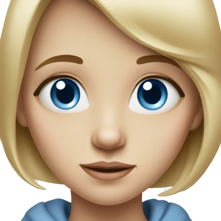 realistic portrait of girl with blue eyes emoji