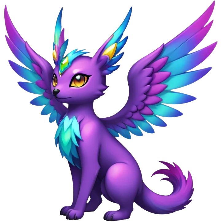 Anthro Sona Cool Edgy Cute Beautiful Colorful Shy Winged Shiny Nebula Fakemon-Fantasy-Creature Full Body emoji