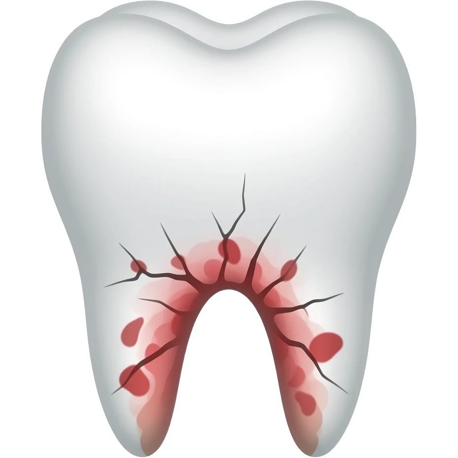 single front tooth with crack and red inflamed gum around it emoji