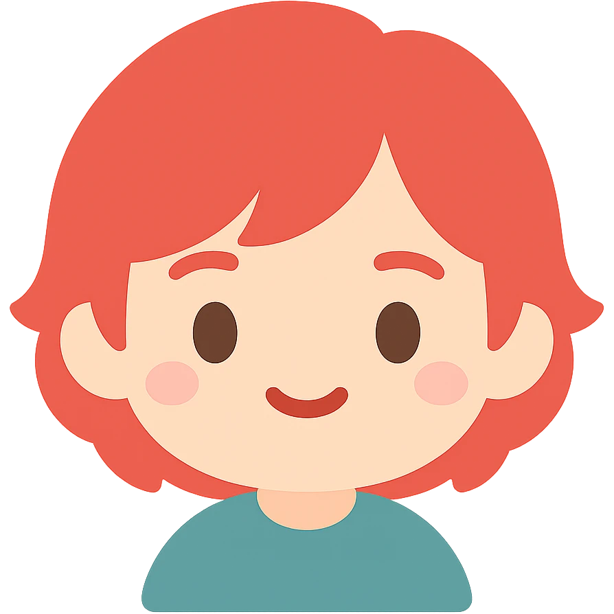 chibi character with red hair, cute expression emoji