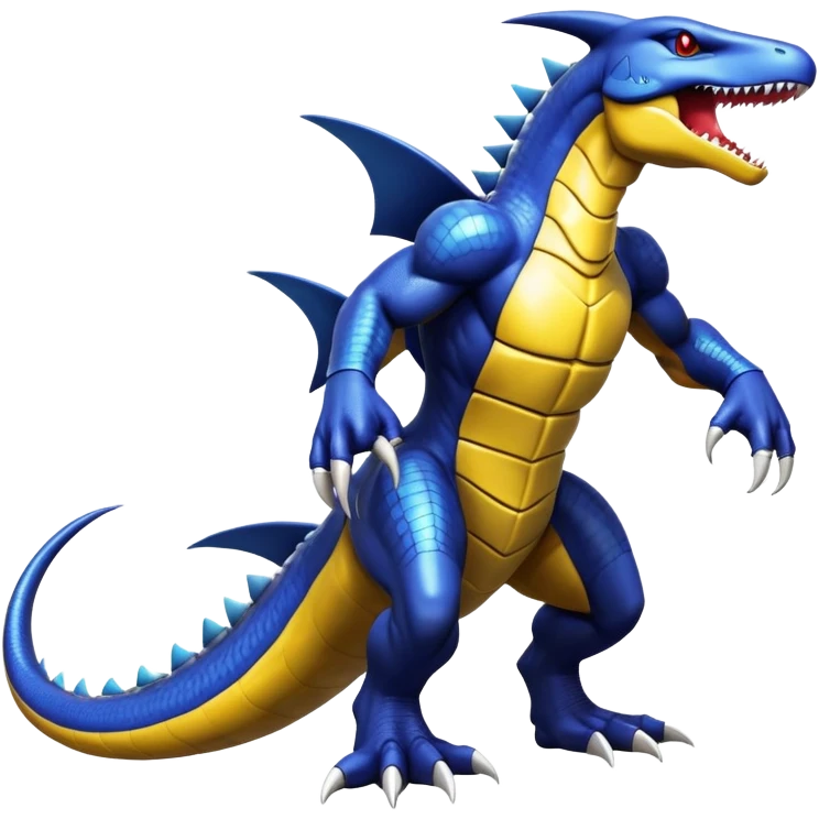 Shiny Exotic Colorful epic Garchomp-Koraidon-Fakémon-hybrid-creature (full body)  emoji