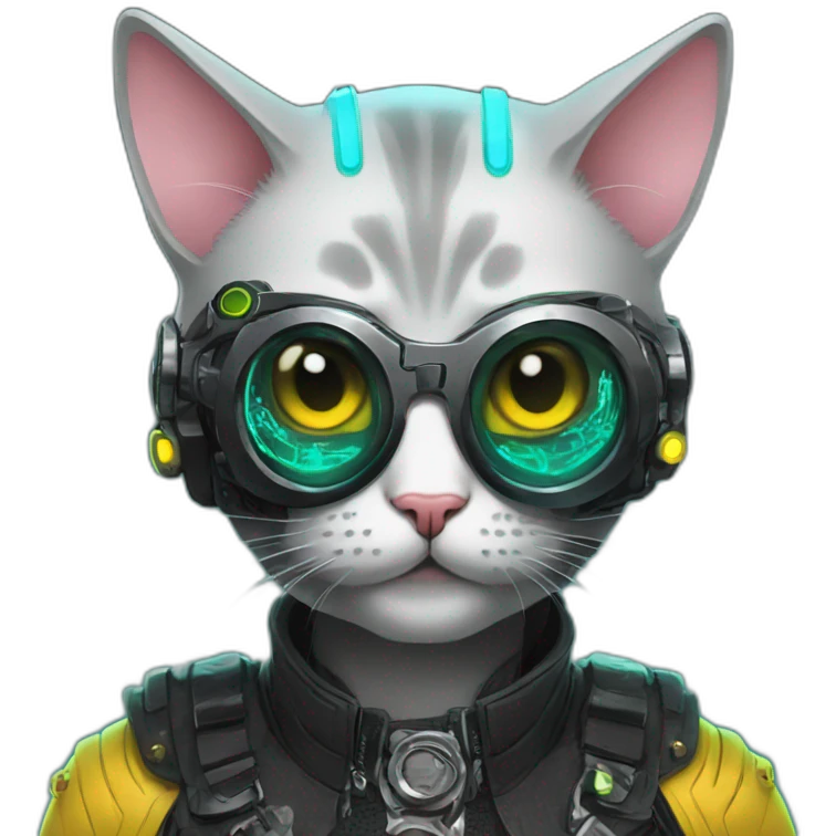 a cyberpunk cat wearing fancy dress emoji