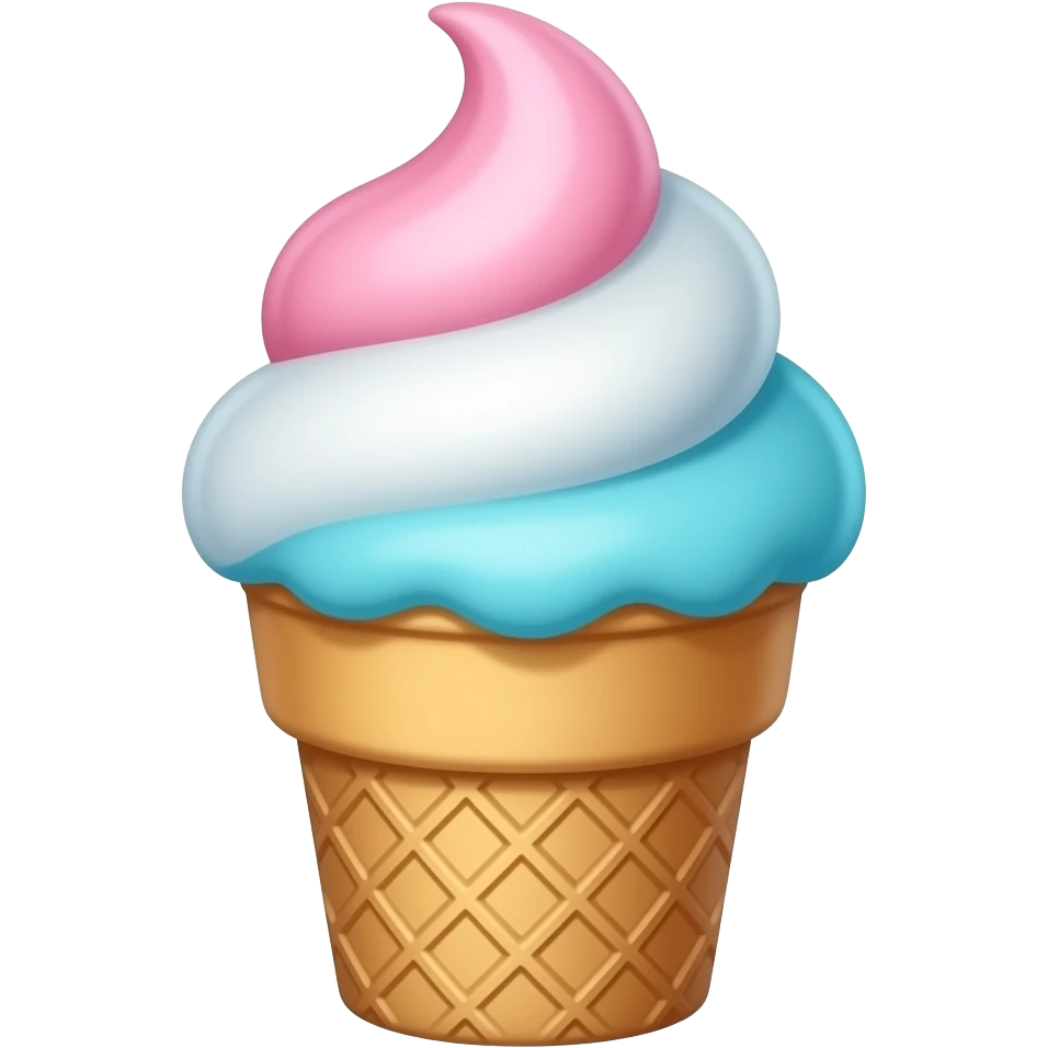 cute colorful ice cream emoji, pastel pink and blue scoop in a cup, kawaii dessert style, simple icon emoji