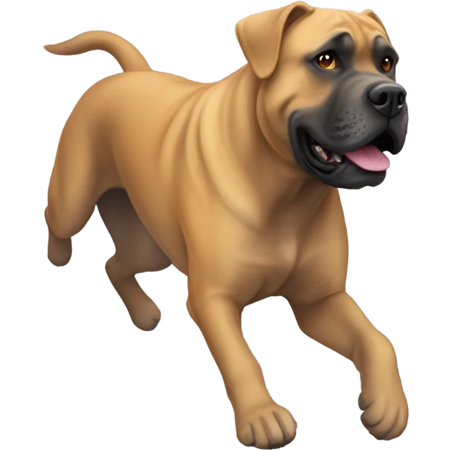 An orange-colored Cane Corso gliding in a 🪂  emoji