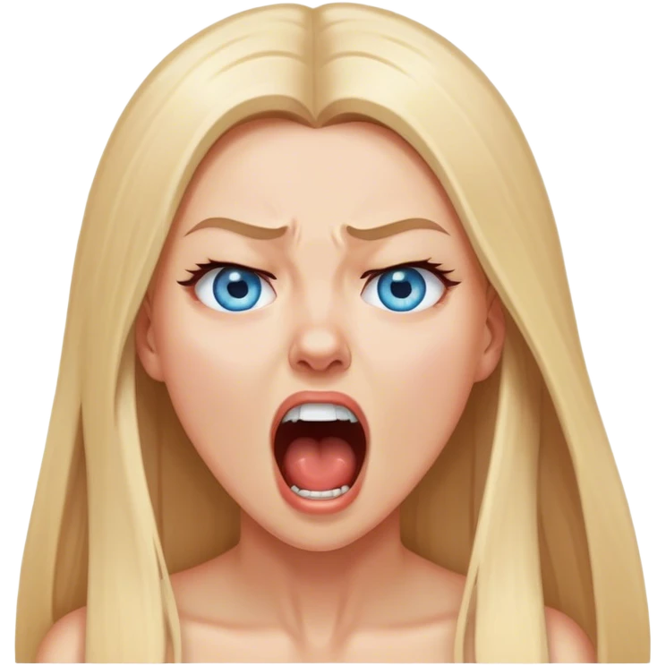 beautiful white girl with long straight blonde hair blue eyes screaming yelling in pain eyes closed emoji
