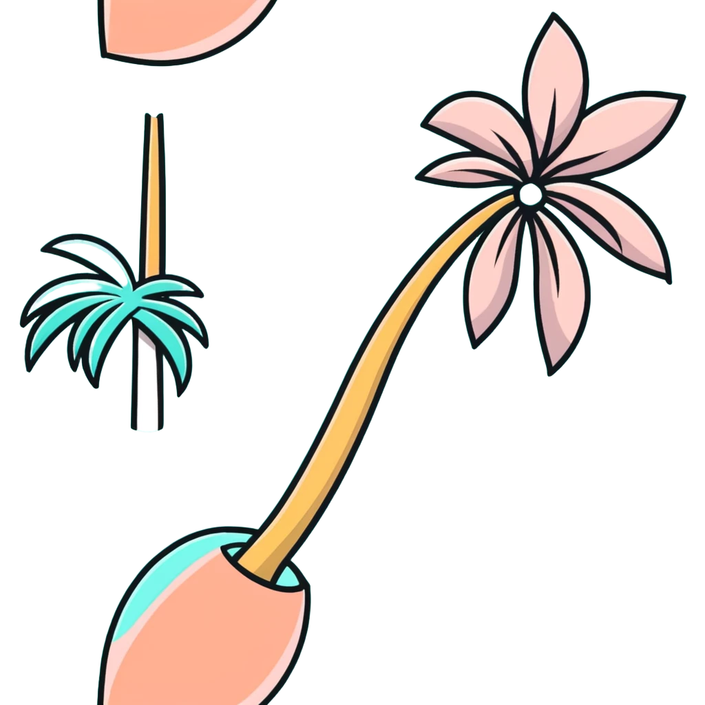 palm tree with pastel peach trunk and pastel aqua leaves emoji