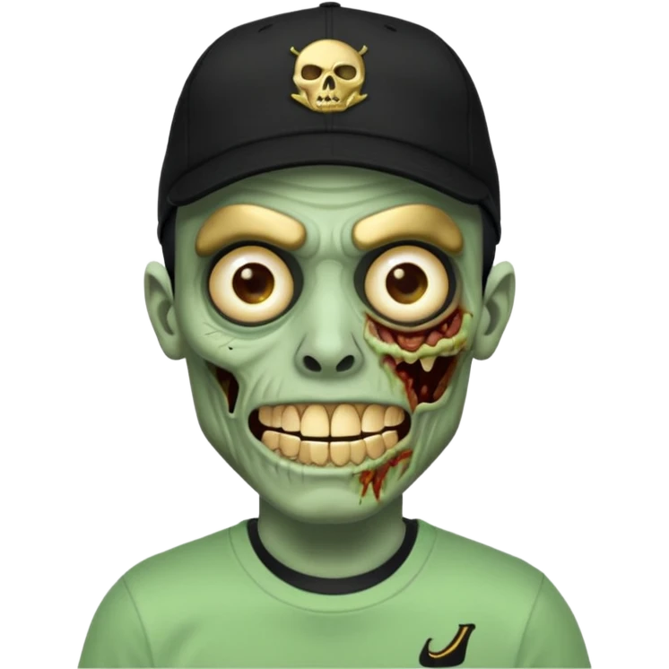 Faça um zombie com uma blusa da Nike preta com um boné preto da Nike tbm, que o zombie tenha dentes de ouro maciso emoji