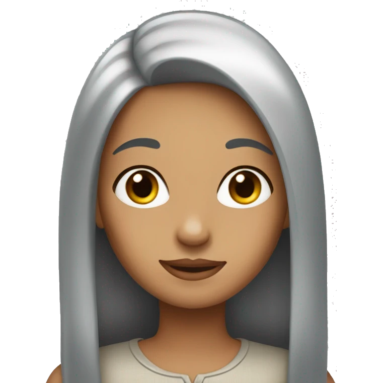 Girl with long straight gray hair parted in the middle emoji