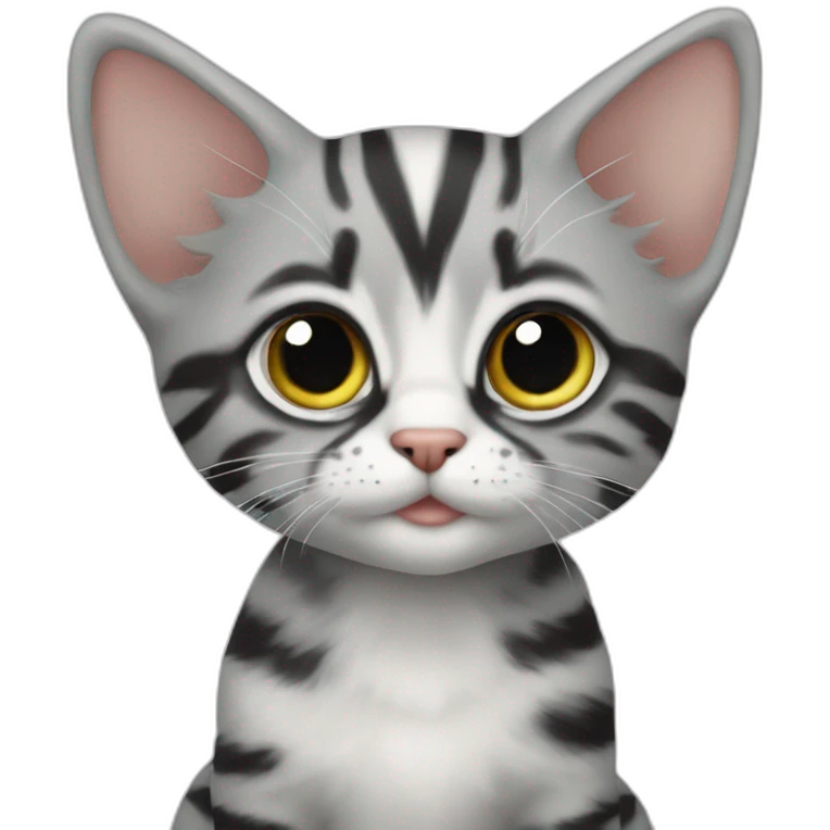Chaton gris arlequin emoji
