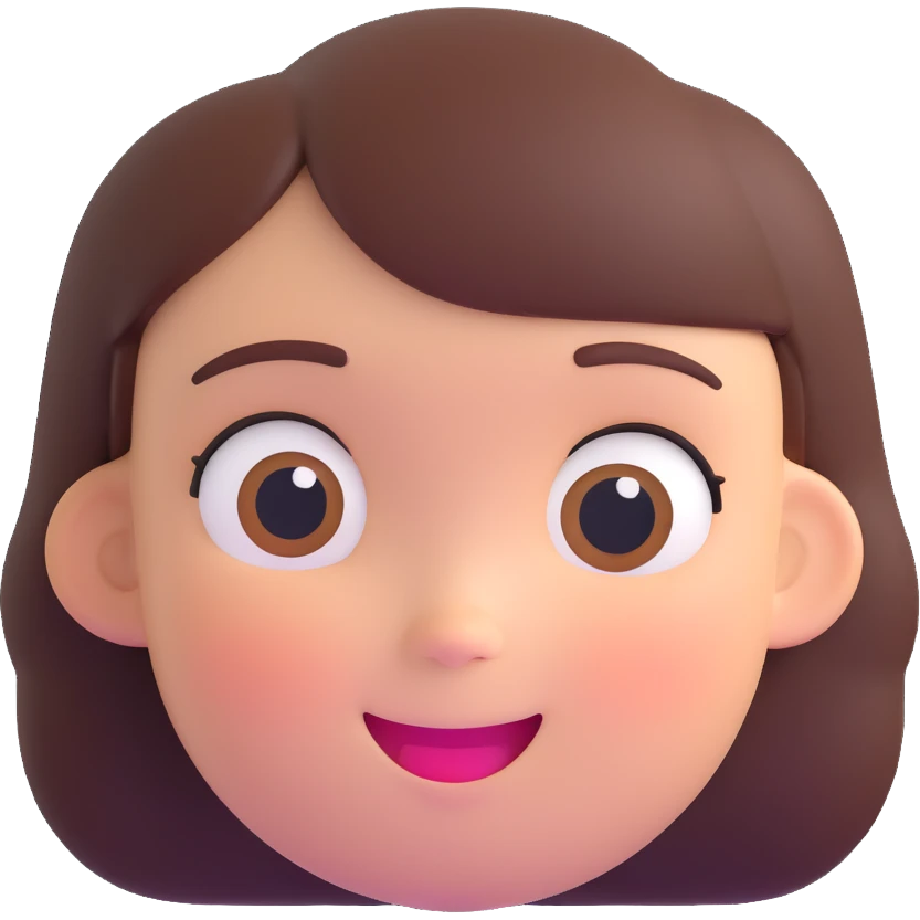 adorable girl character with round face, cheerful expression emoji