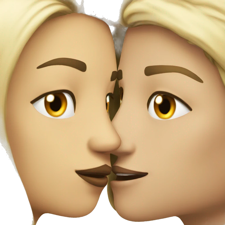 Brunette girl and blonde guy kiss emoji