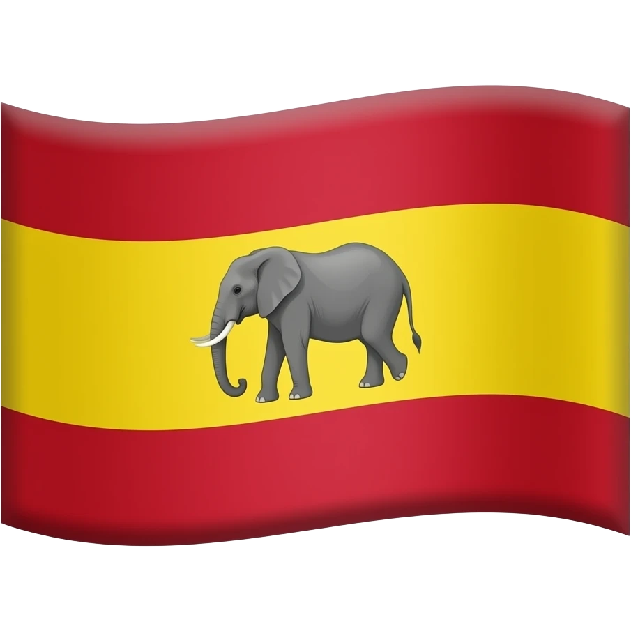 Describe the emoji is flag in the flock the three colours one upper red middle yellow lower red in the middle yellow you create that to elephants in the middle emoji