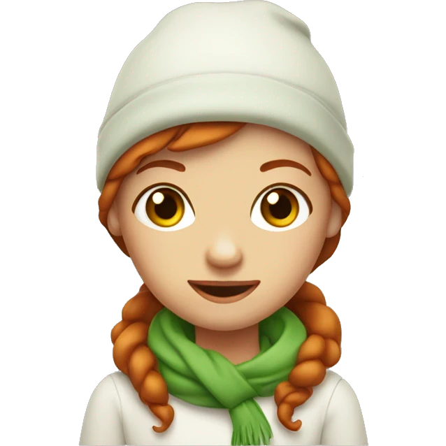 Fille rousse avec toque yeux verts emoji