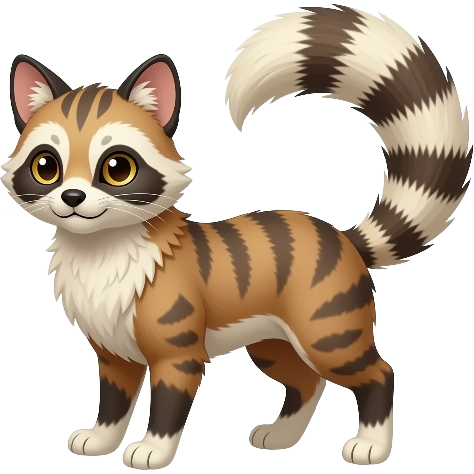 Randomly marked randomly colored Absol-Furret-Civet-Genet-Ermine-hybrid emoji