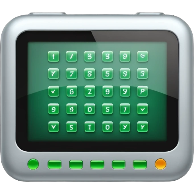 generate an electronic cryptographic device. let the code be written in green on his screen. 4 different versions. do it as efficiently as possible. emoji