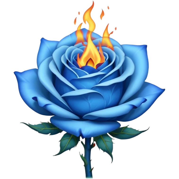 Create blue rose burning in blue flame emoji
