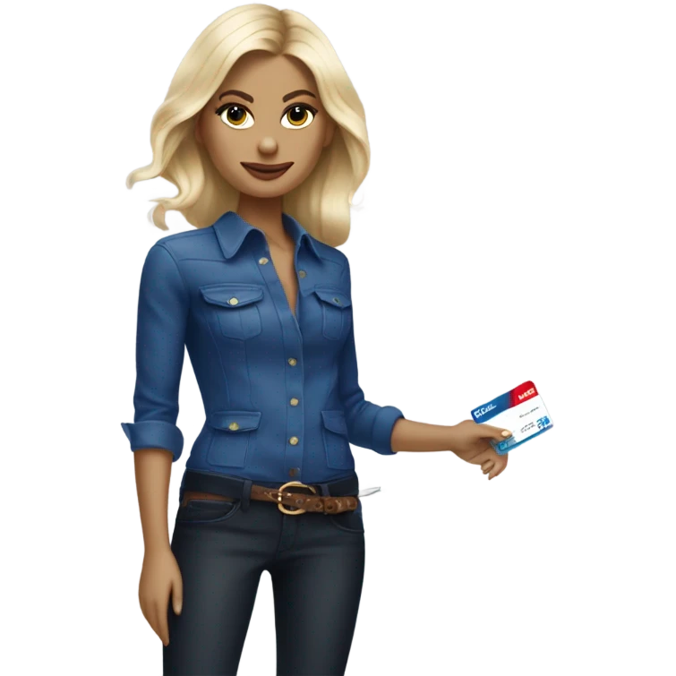 Blonde Ralph lauren women cutting credit card in half  emoji