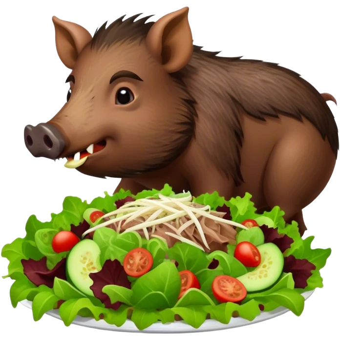 wild boar, eating a salad emoji
