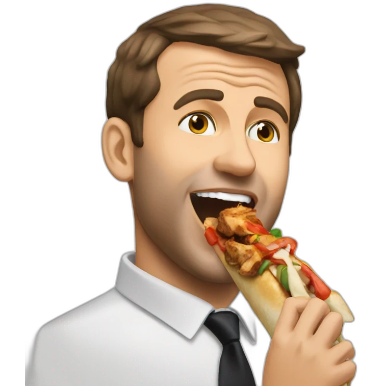 Macron eating kebab emoji