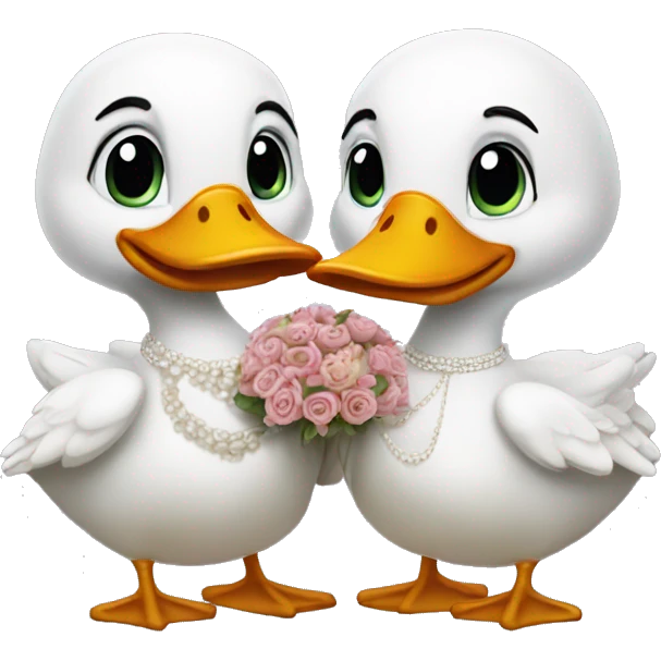 Two ducks getting married emoji