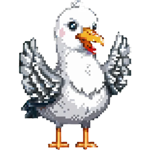 seagull giving a thumbs up and winking emoji