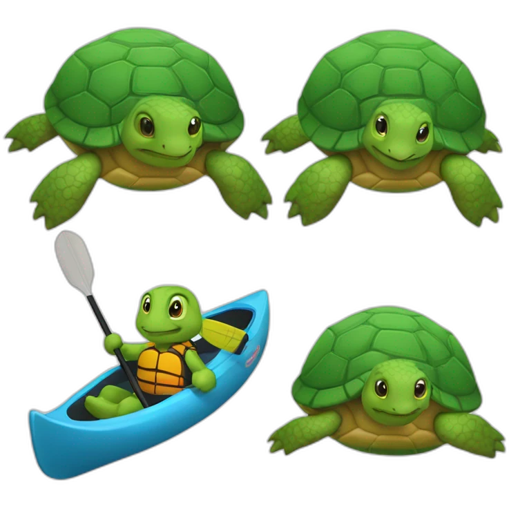 Une tortue qui fait du kayak emoji