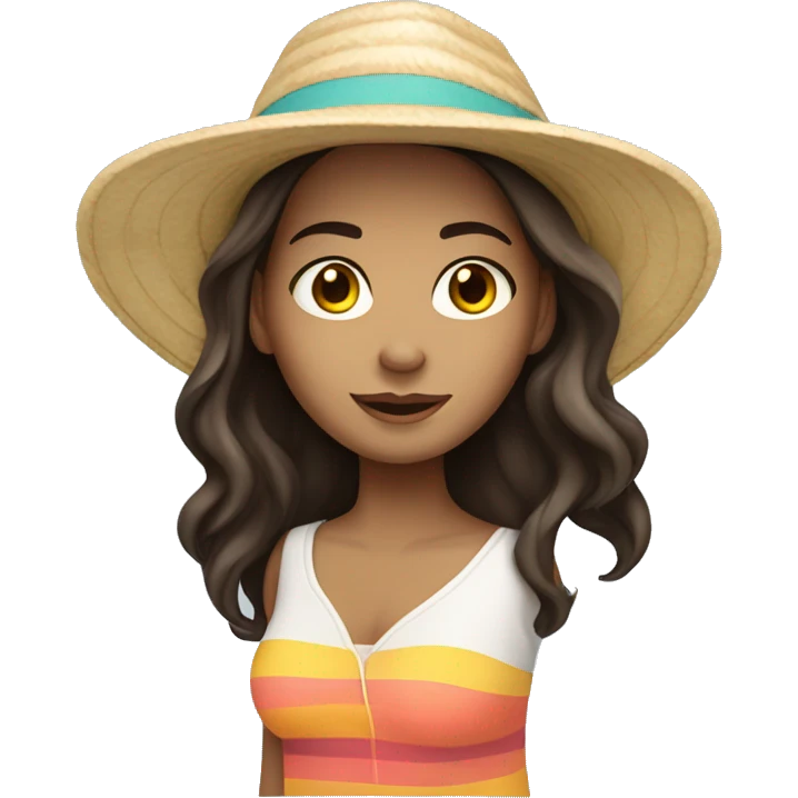 white skin long dark brown hair girl on vacation emoji