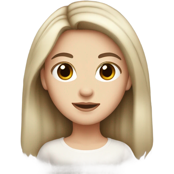 White girl with brown eyes and dark brown hair  emoji