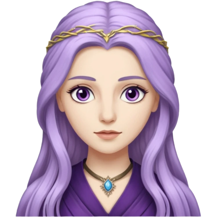 Hande Erçel as a lady from game of thrones from Starfall. Her eyes are lilac. emoji