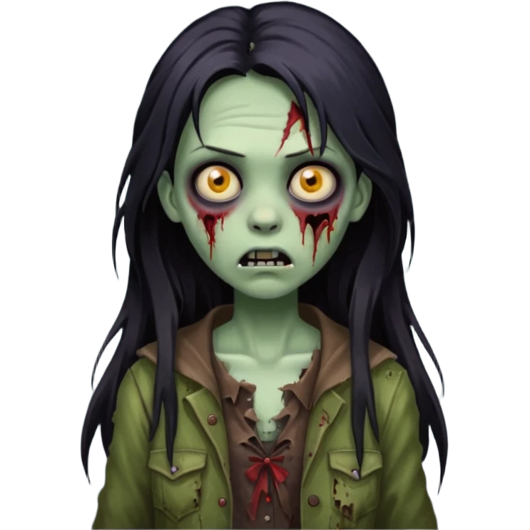 girl zombie with dark long hair emoji