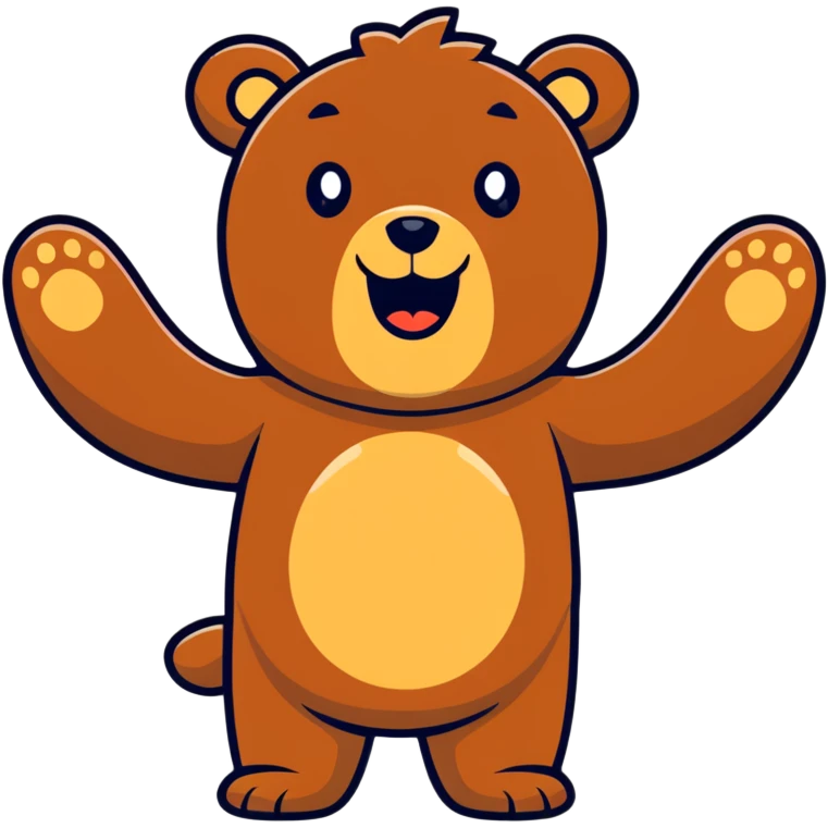 Enthusiastic bear with "wowser" expression, extremely excited and energetic emoji