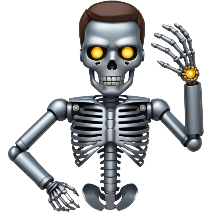 broken Terminator with metal skeleton emoji