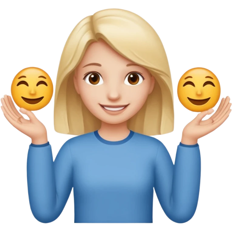 girl holding a six in one hand and a seven in the other hand emoji