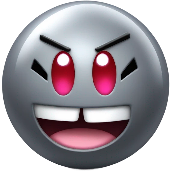 Metal cute mad Kirby Gray ball driving on car wheels with mad eyebrows game emoji