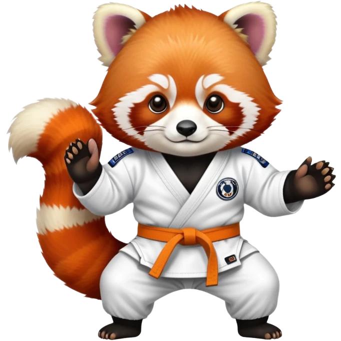 Red panda wearing a jiu jitsu gi white belt emoji