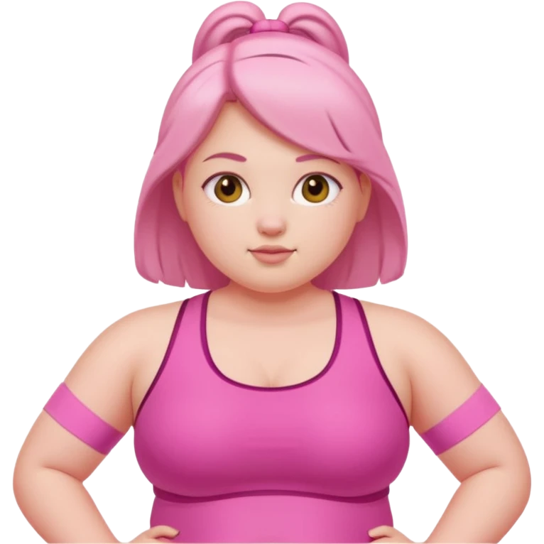 a pretty bratz fair girl in pink workout clothes (fat) emoji