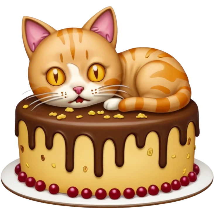 Cat vomiting because of eating cake emoji