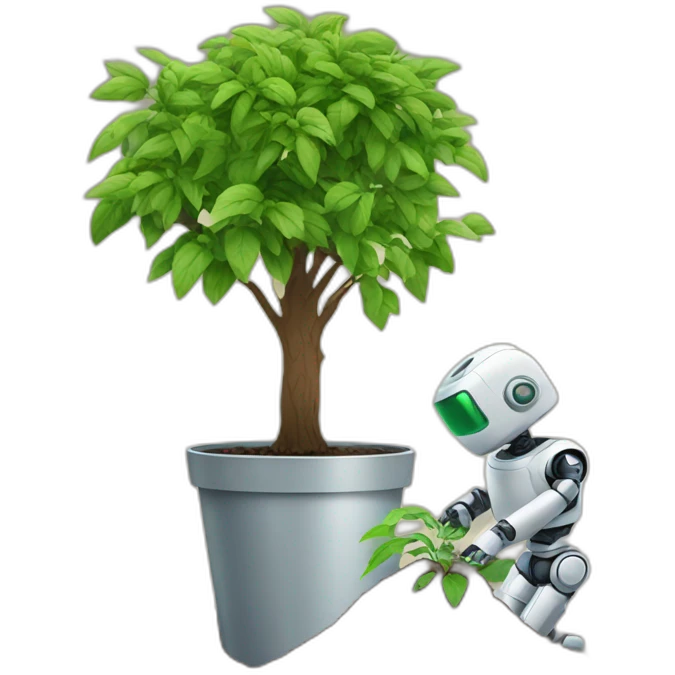 Robot planting tree emoji