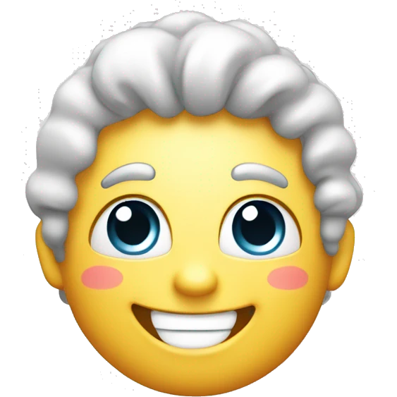 An emoji with a beaming smile and twinkling eyes, clean white background, LIKE HAND emoji