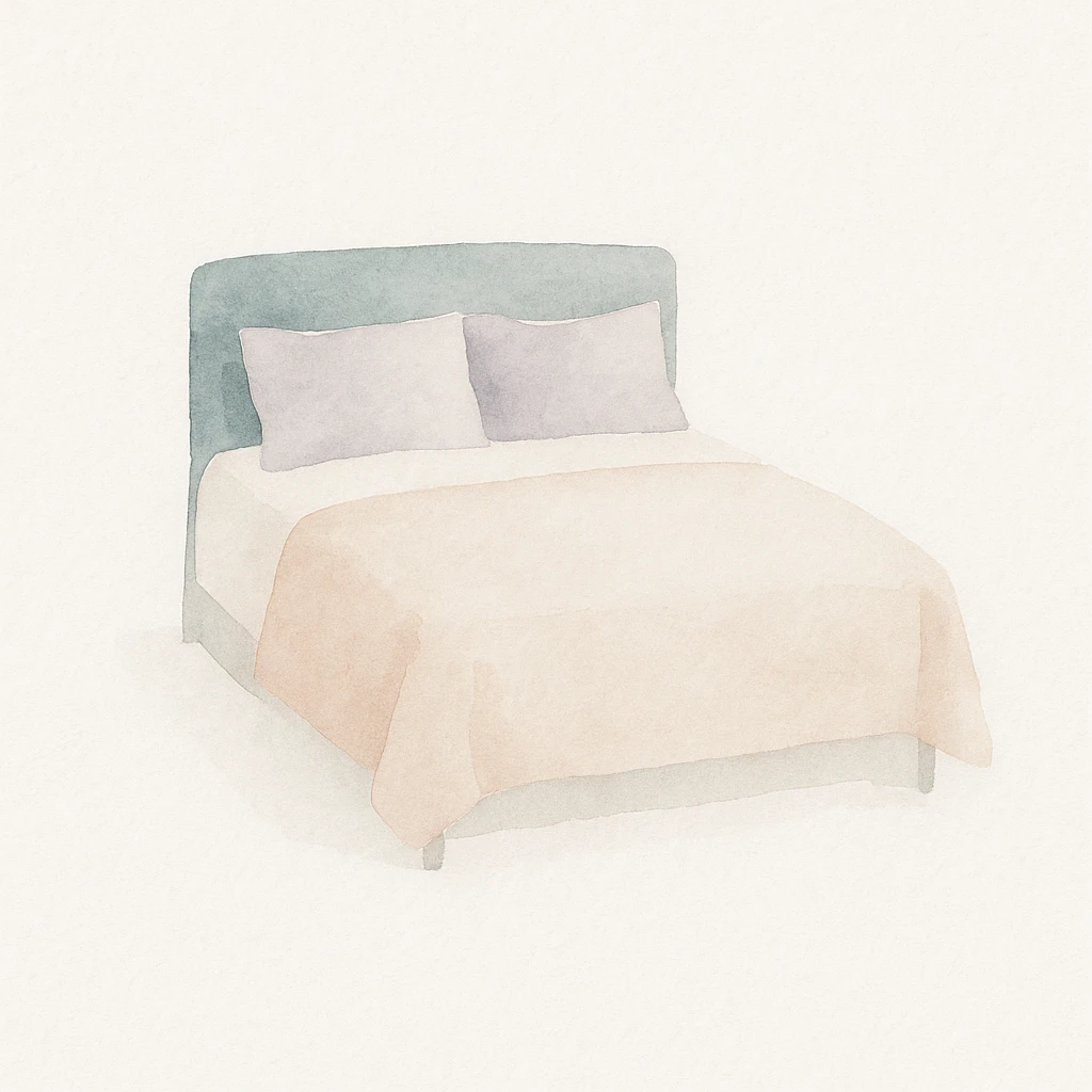 a bed, watercolor art style, gentle colors emoji